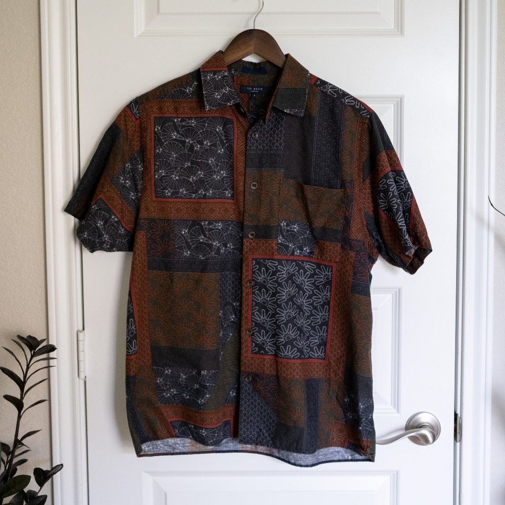 Ted Baker - Bandana Short Sleeve Button Up, Navy, Medium